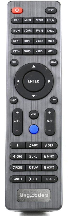 SingMasters Karaoke Remote Control for SingMasters SM-500 - SingMasters.com